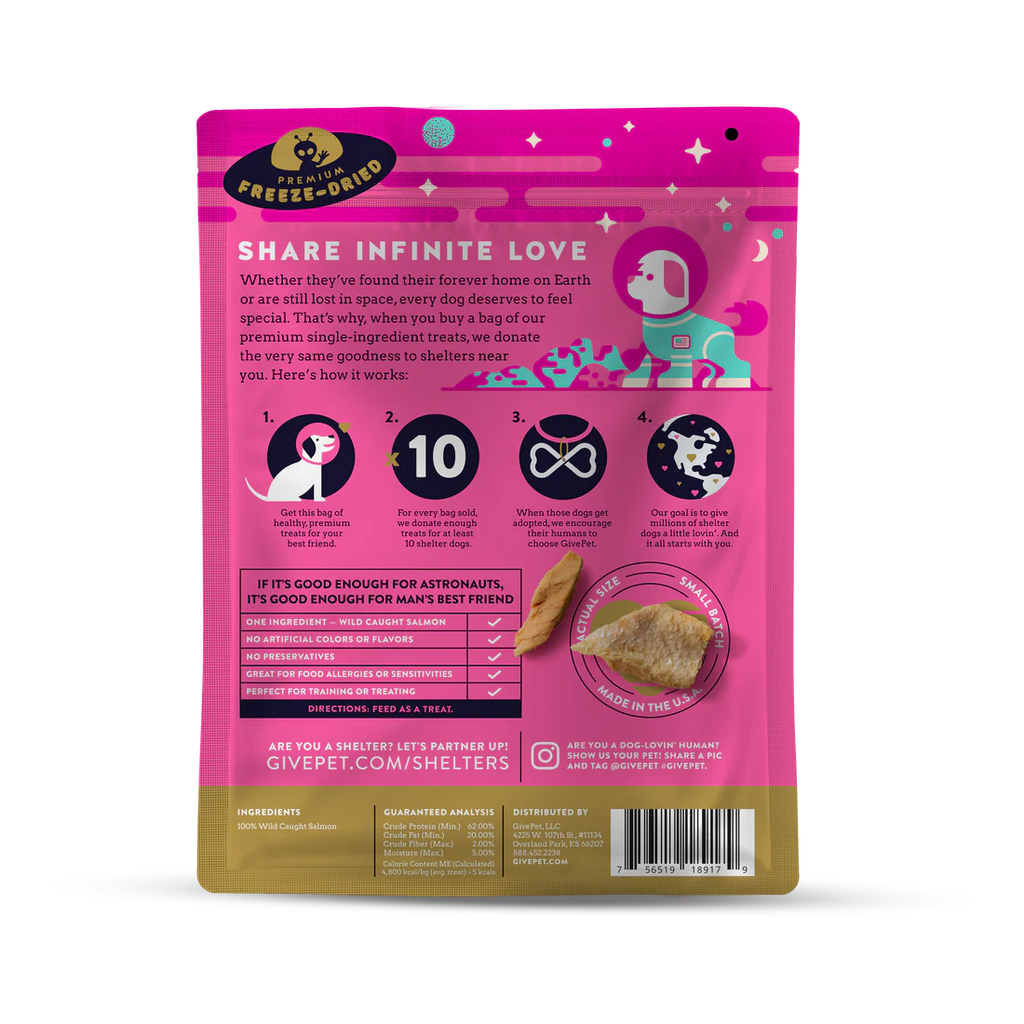 GivePet Astromutt Freeze-Dried Salmon Dog Treats-3 Ounces