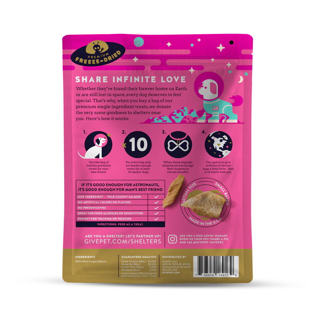 GivePet Astromutt Freeze-Dried Salmon Dog Treats-3 Ounces