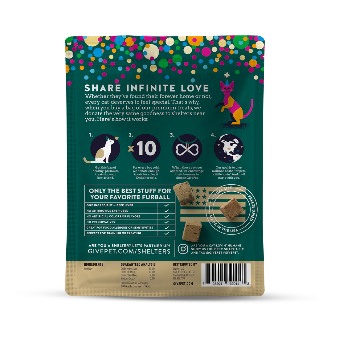 GivePet Birthday Purr-resent Freeze-Dried Beef Liver Cat Treats-1.25 Ounces