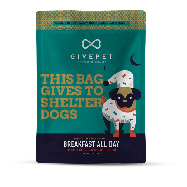 GivePet Breakfast All Day Baked Dog Biscuits Bacon and Egg-11 Ounces