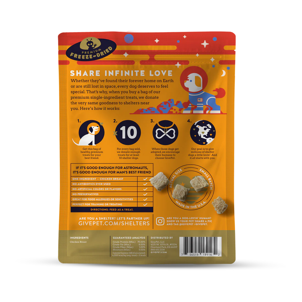 GivePet Mars Rover Freeze-Dried Chicken Breast Dog Treats-3 Ounces
