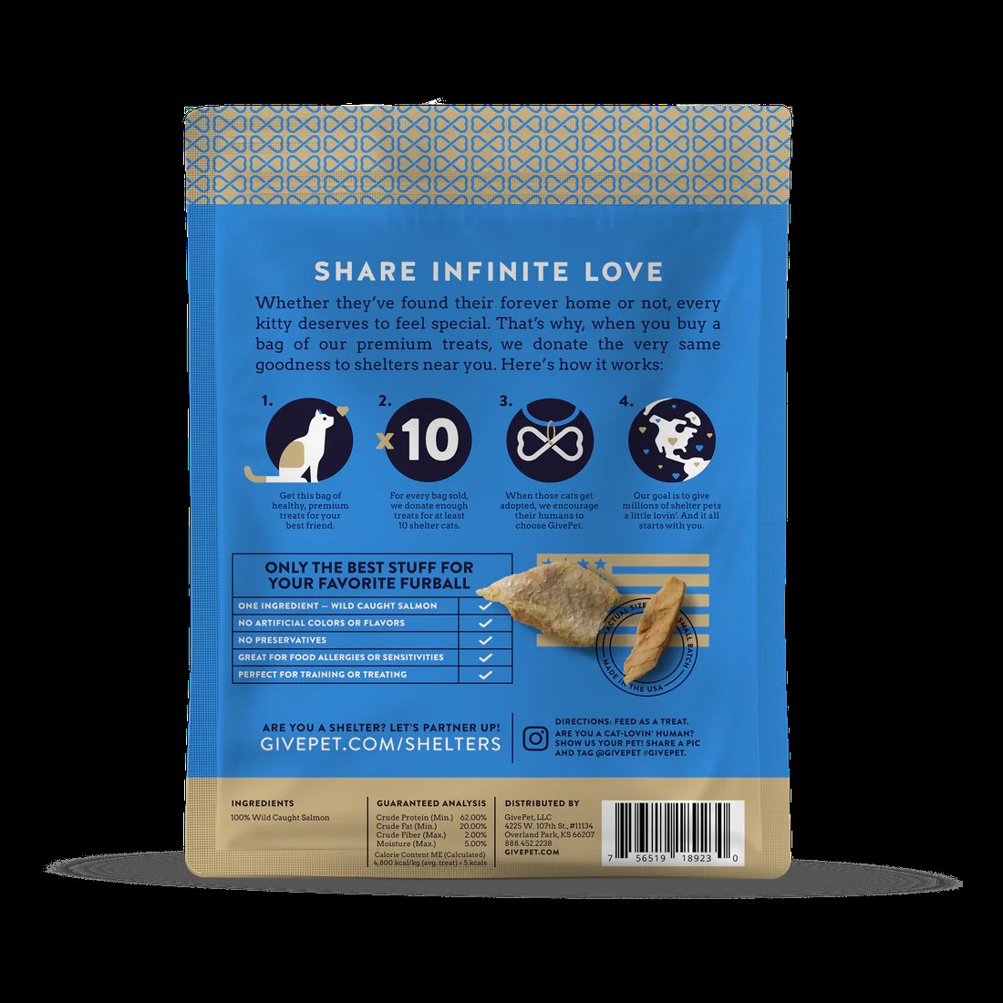 GivePet Purrfect Cast Freeze-Dried Salmon Cat Treats-3.5 Ounces
