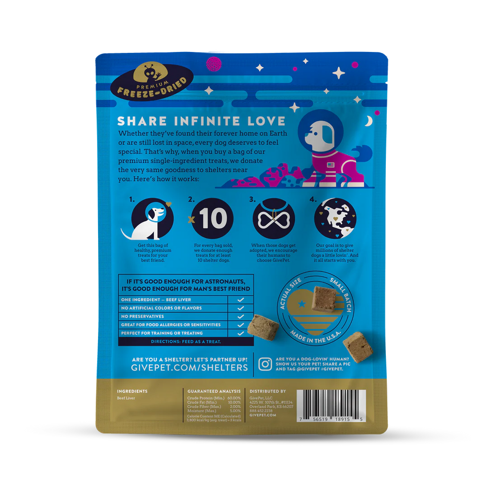 GivePet Space Cowboy Freeze-Dried Beef Liver Dog Treats-3 Ounces