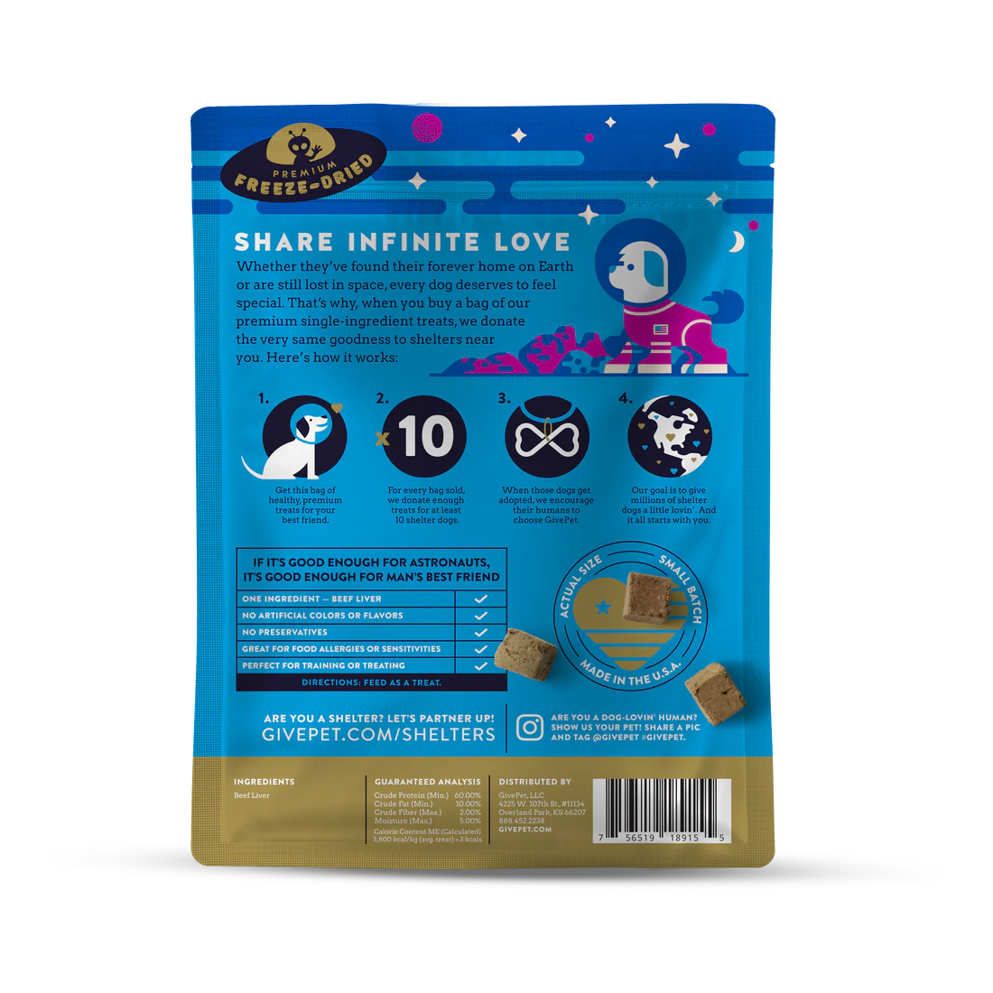 GivePet Space Cowboy Freeze-Dried Beef Liver Dog Treats-3 Ounces