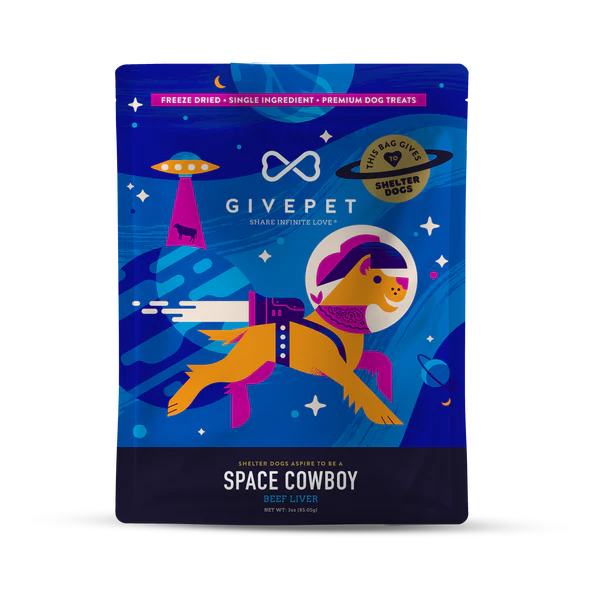 GivePet Space Cowboy Freeze-Dried Beef Liver Dog Treats-3 Ounces